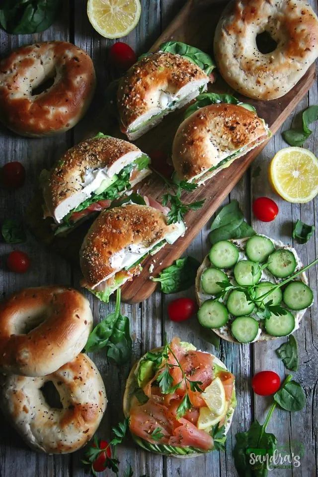 Smoked Salmon Bagel Sandwiches