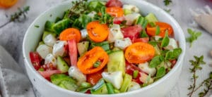 Cucumber-Tomato and Mozzarella Cheese Salad