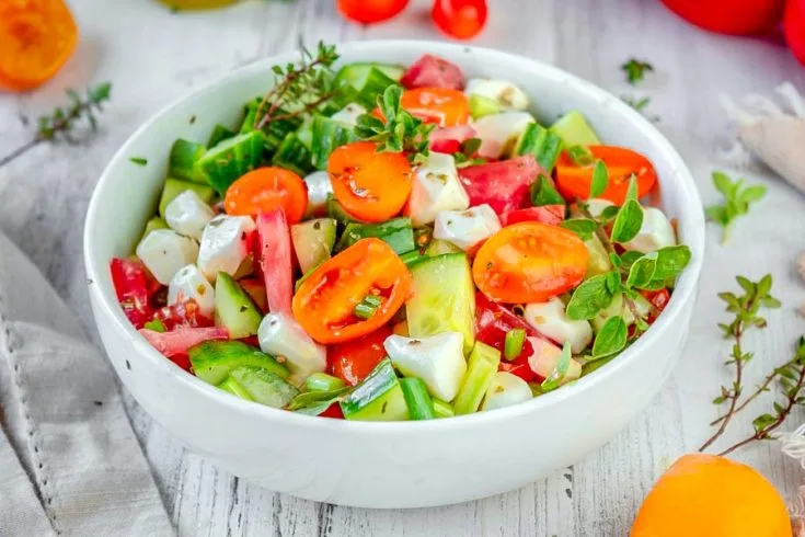 Cucumber, Tomato and Mozzarella Cheese Salad Recipe