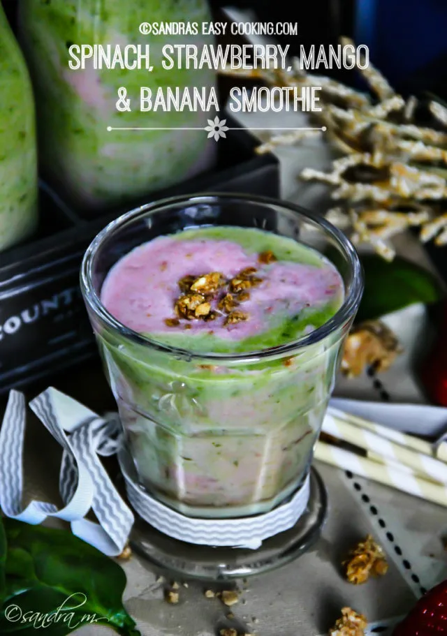 Spinach, Strawberry, Mango and Banana Smoothie