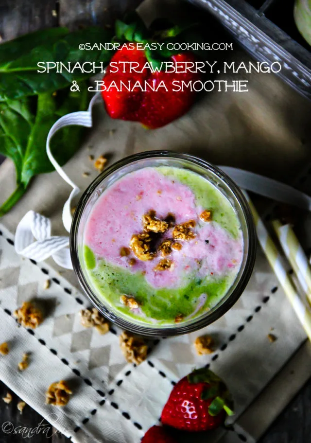 Spinach, Strawberry, Mango and Banana Smoothie