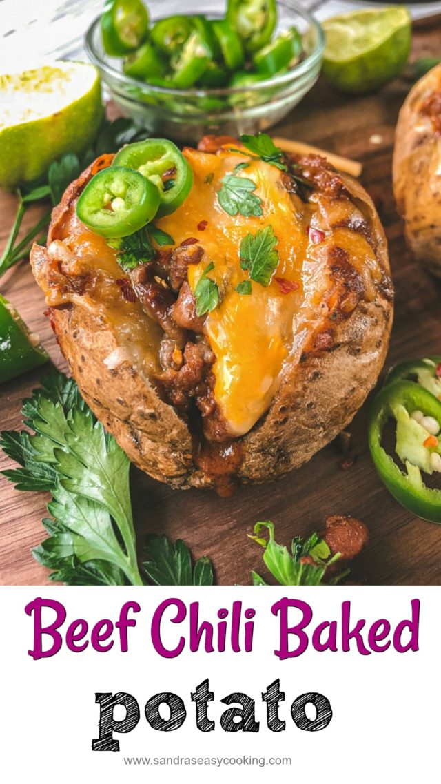 Beef Chili Baked Potatoes - Sandra's Easy Cooking