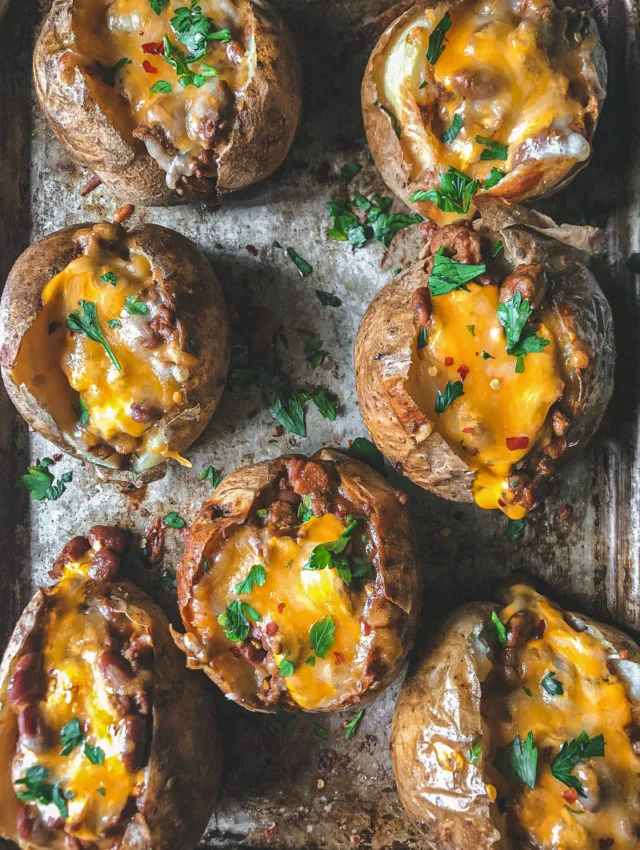 Beef Chili Baked Potatoes