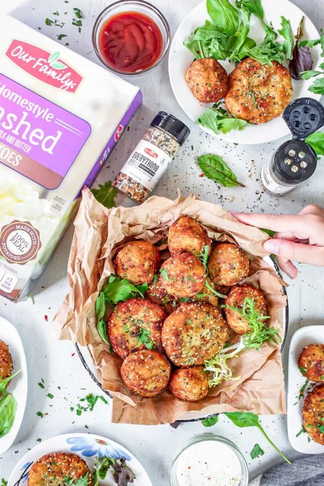 Potato and Beef Everything Bagel Croquettes