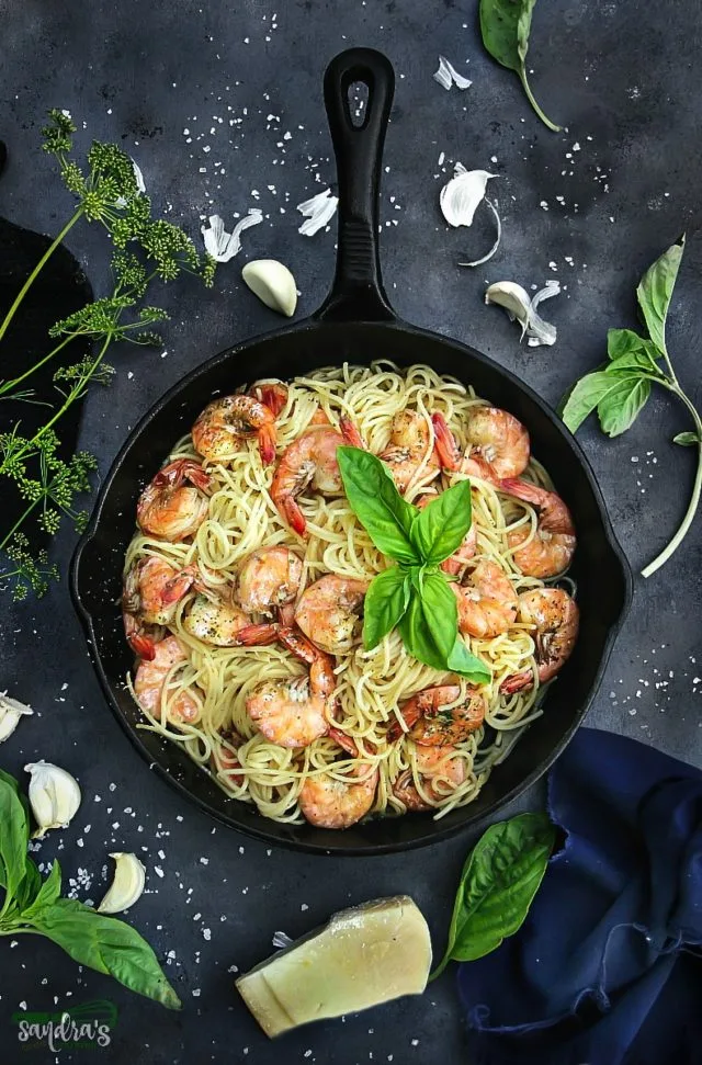 Spaghetti Aglio e Olio with Shrimp