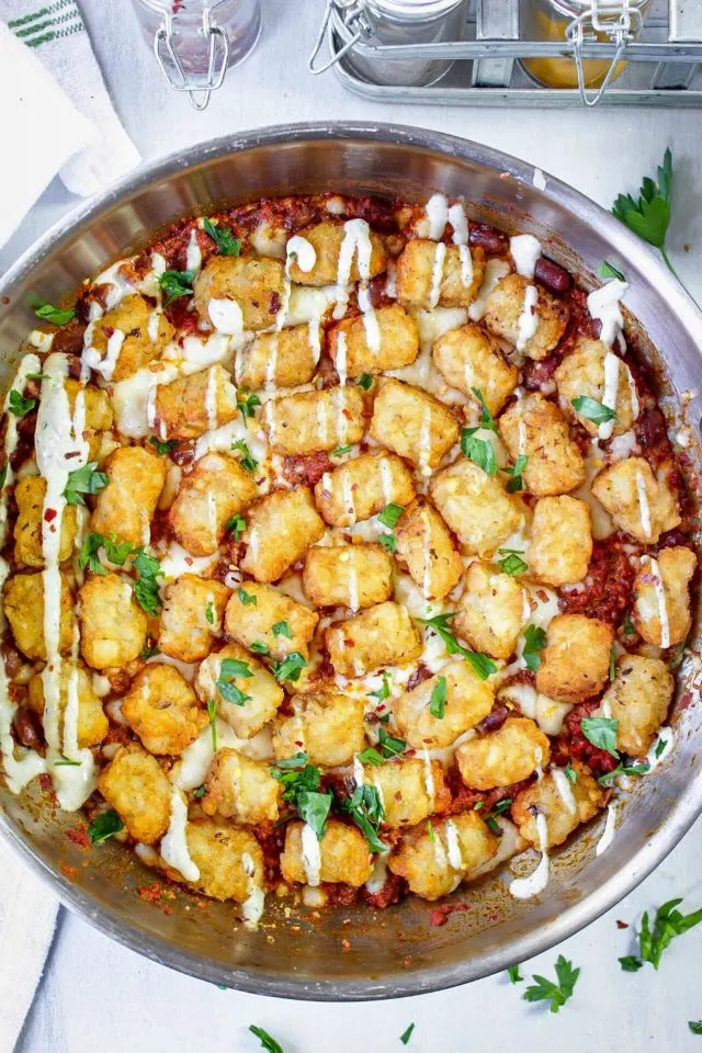 Chorizo Chili Tater Tots Casserole