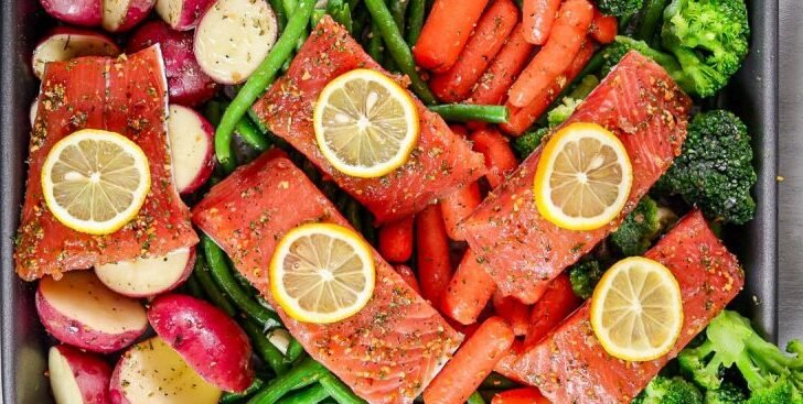 Salmon and Vegetables Sheet Pan Dinner Recipe