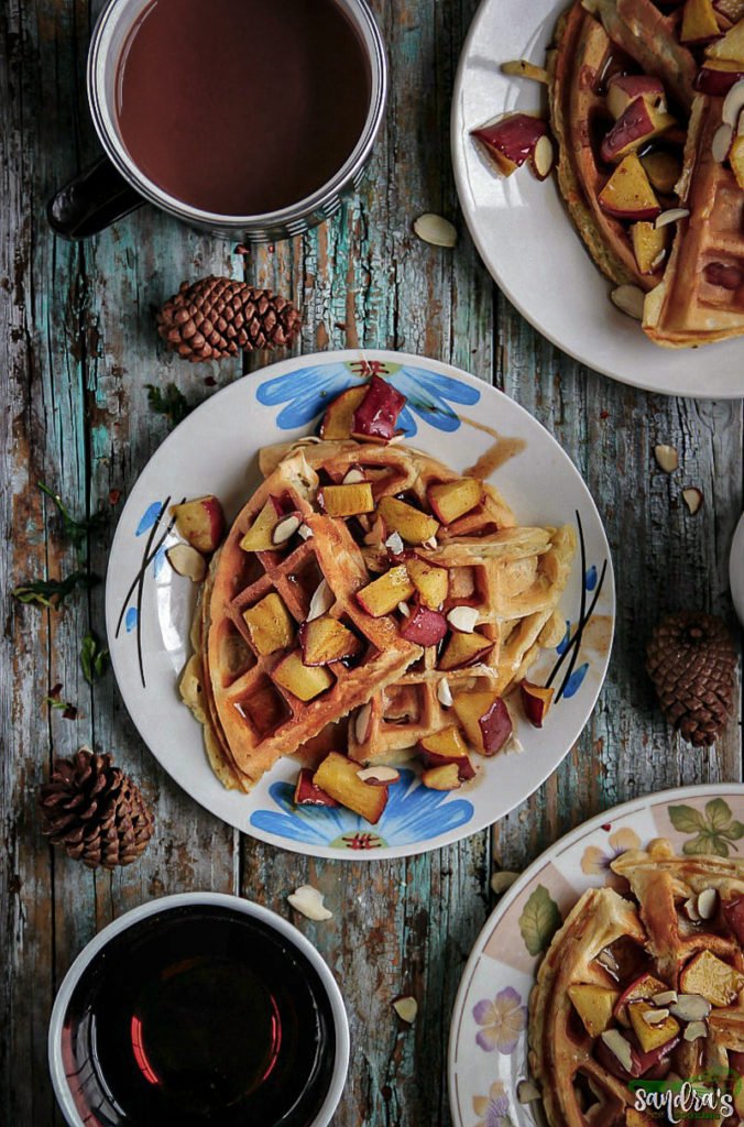 Apple Cinnamon Waffles with Apple Compote - Sandra's Easy Cooking