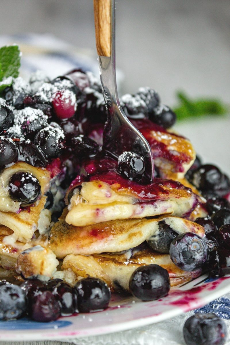 Fluffy Cream Cheese Blueberry Pancakes - Sandra's Easy Cooking