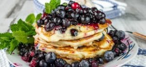 Fluffy Cream Cheese Blueberry Pancakes