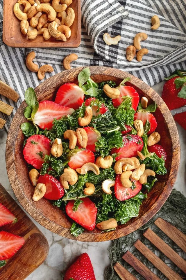 Massaged Kale and Strawberry Salad