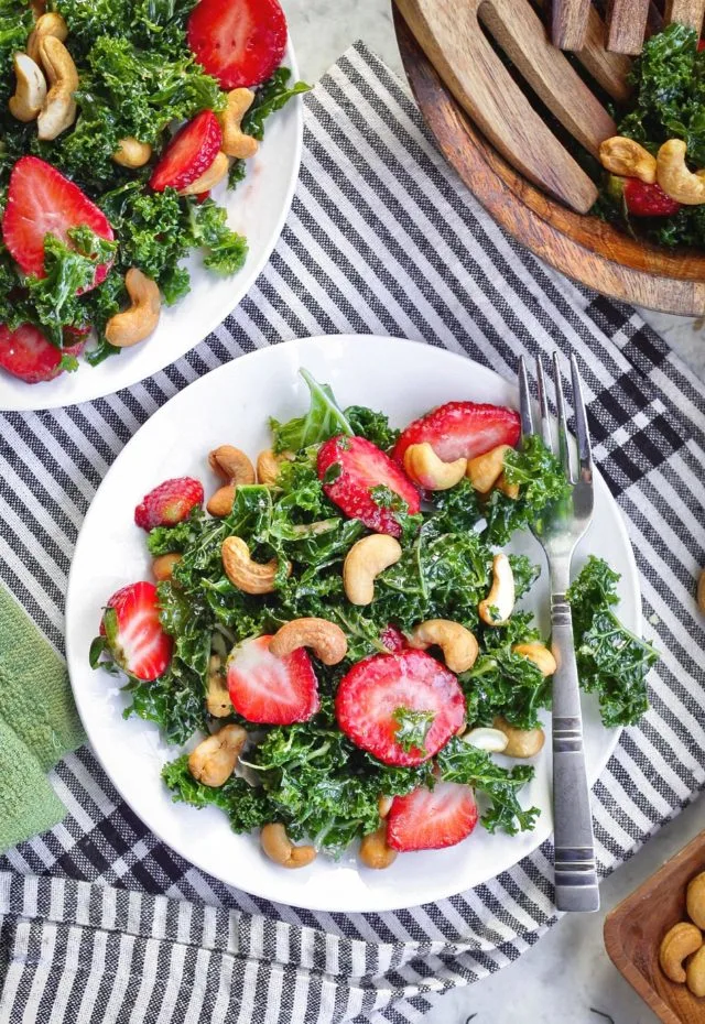 Massaged Kale and Strawberry Salad