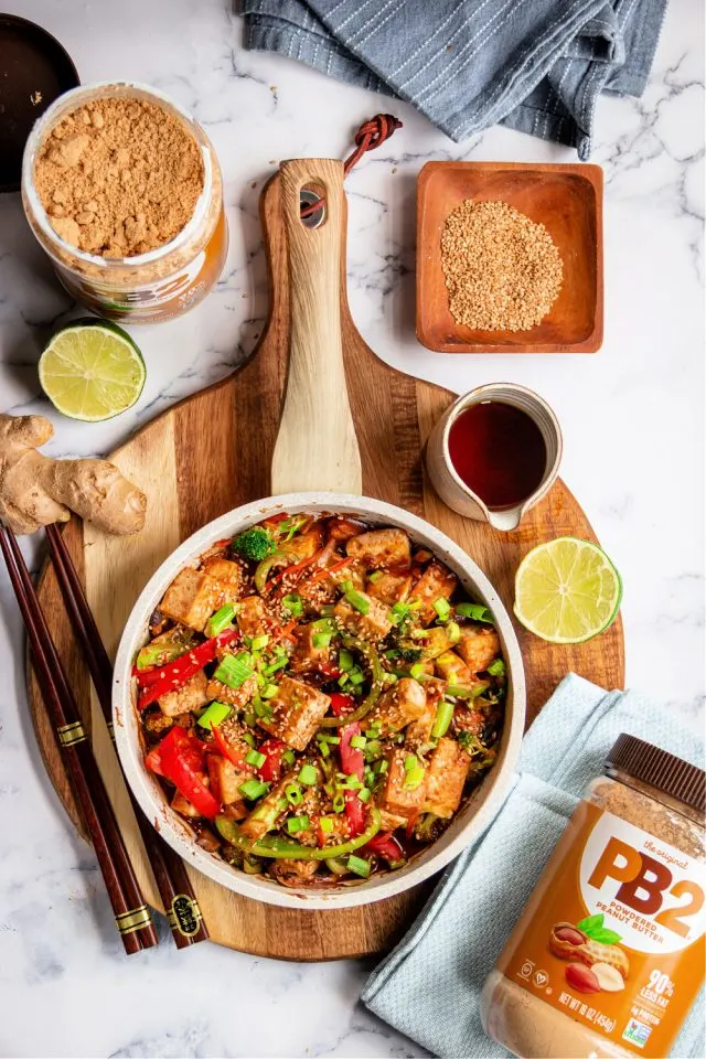 Tofu and Veggie Stir-Fry with Peanut Butter Sauce