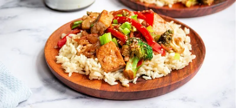 Tofu and Veggie Stir-Fry with Peanut Butter Sauce