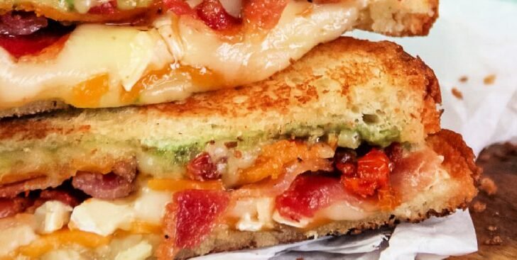 Grilled Cheese Bacon and Creamy Avocado Sandwich