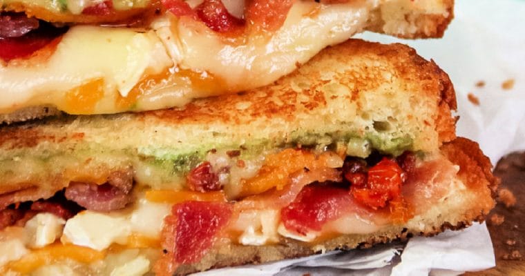Grilled Cheese Bacon and Creamy Avocado Sandwich