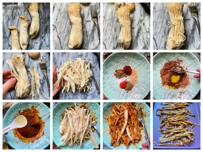 instructions how to make Air Fryer Mushroom and Cheese Taquitos
