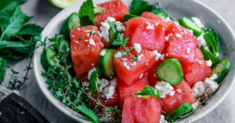 Watermelon, Cucumber, and Feta Salad