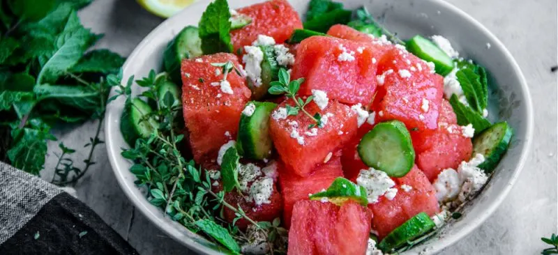 Watermelon, Cucumber, and Feta Salad