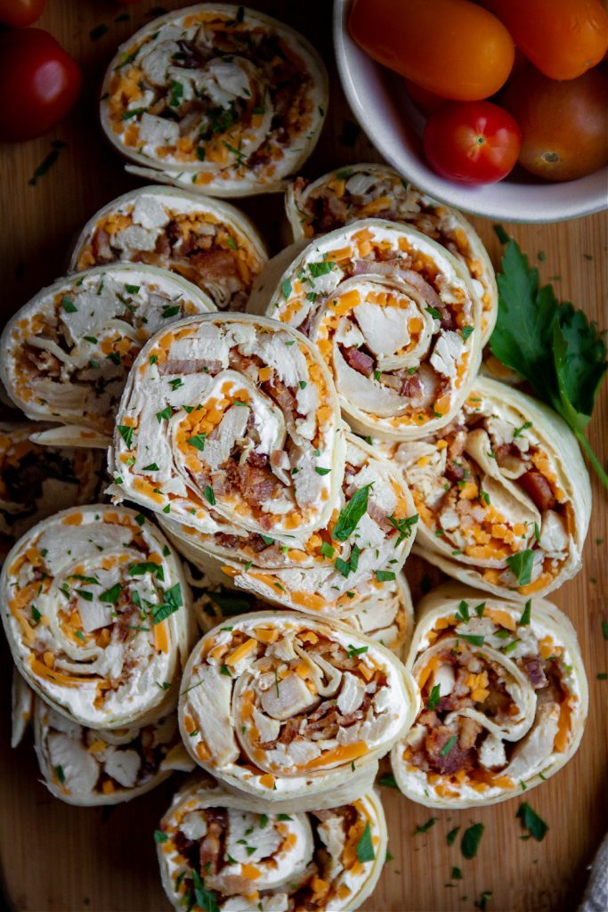 Chicken and Bacon Tortilla Pinwheels - Sandra's Easy Cooking WRAPS