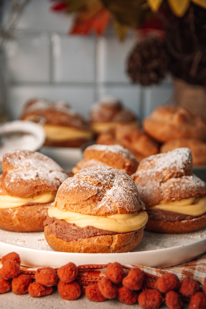 Pumpkin Choux Pastry with Chocolate and Vanilla