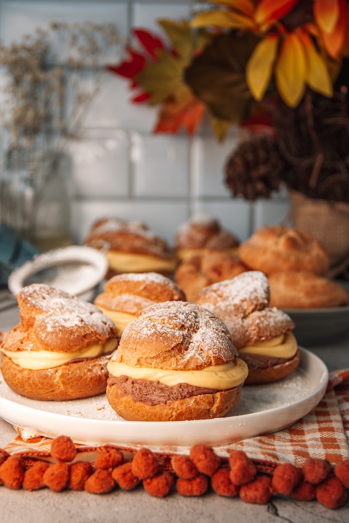 Pumpkin Choux Pastry with Chocolate and Vanilla