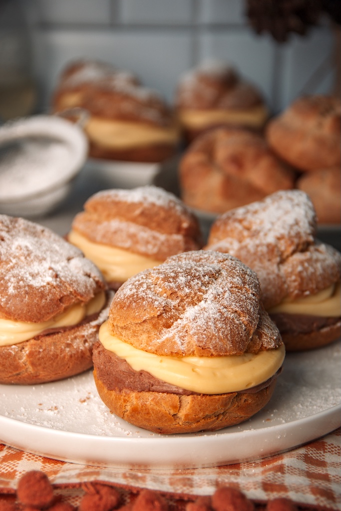 Pumpkin Choux Pastry with Chocolate and Vanilla