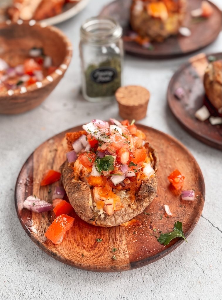 Cajun Air-Fried Chicken Stuffed Baked Potatoes