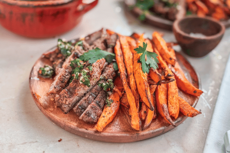 Sweet Potato Fries with Grilled Steak