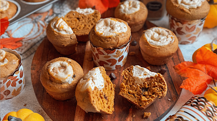Pumpkin Cream Cheese Muffins with Chocolate Chips