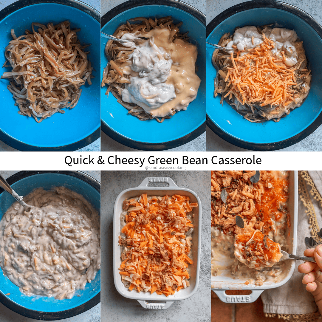 Quick and Cheesy Green Bean Casserole steps how to do it