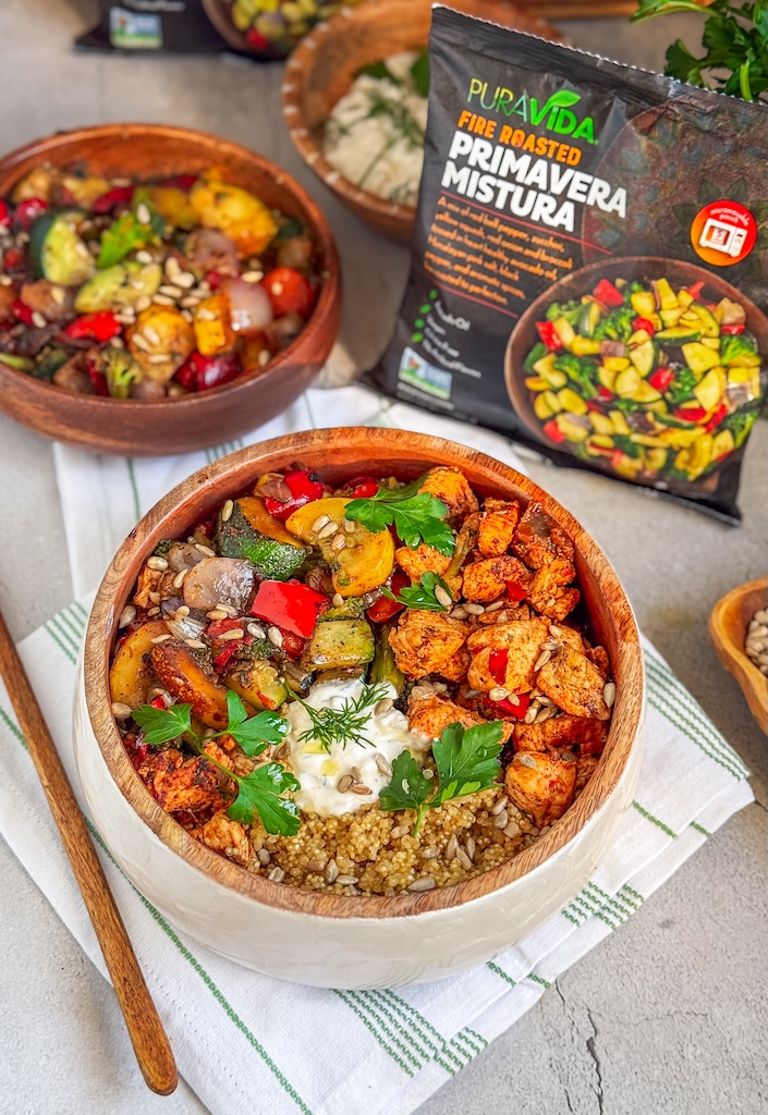 Spring Harvest Quinoa Bowl with Tzatziki Feta